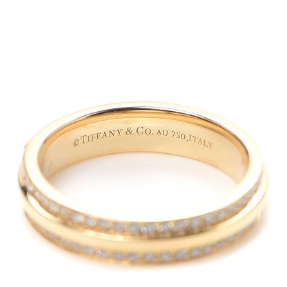 Tiffany 18K Yellow Gold Diamond Narrow T Two Ring 53 6.5 4 of 4