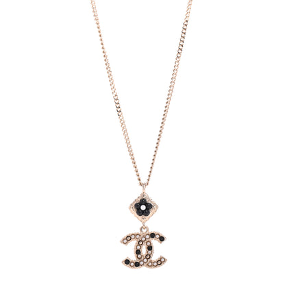 Chanel Chain CC Drop Necklace Gold Pearly White Black 1 of 5