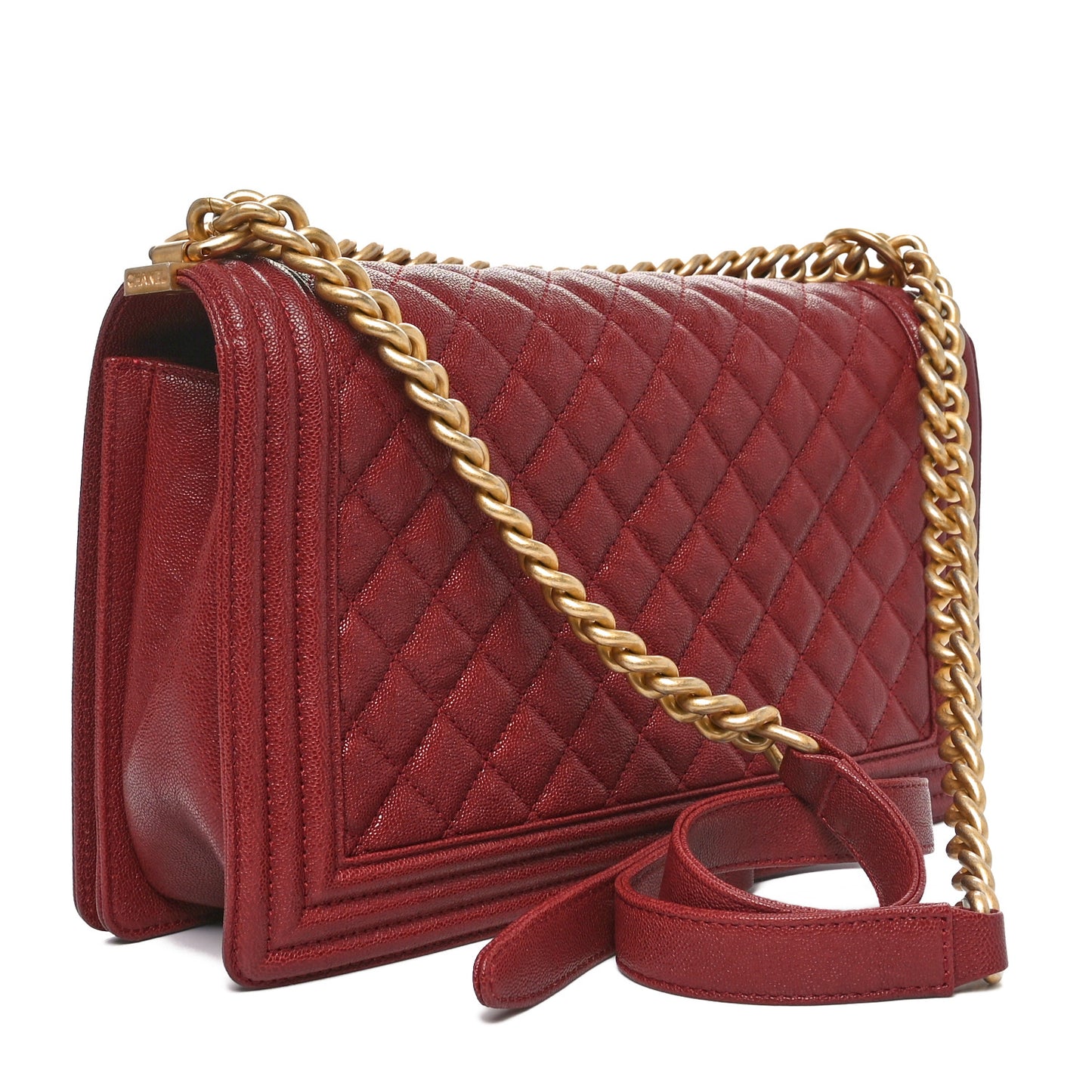 Caviar Quilted New Medium Boy Flap Burgundy