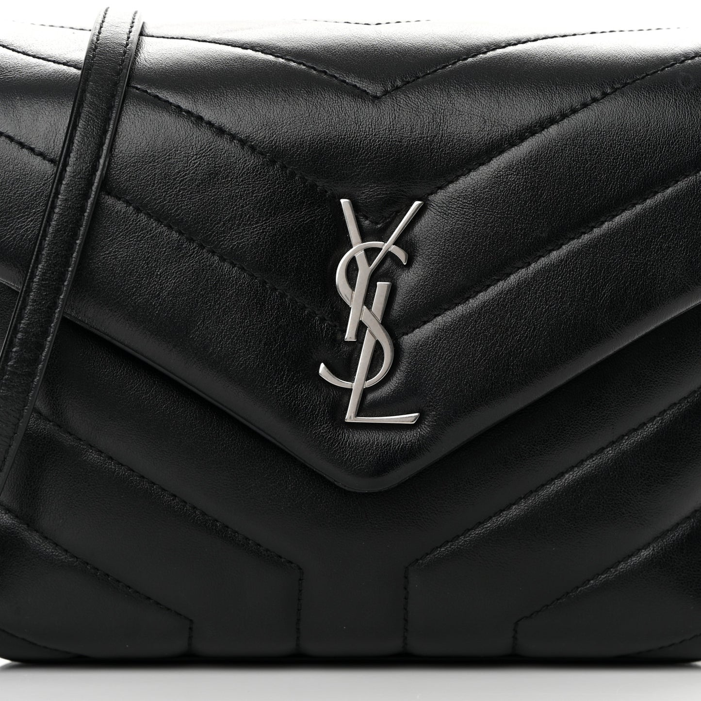 Calfskin Y Quilted Monogram Toy Loulou Crossbody Bag Black