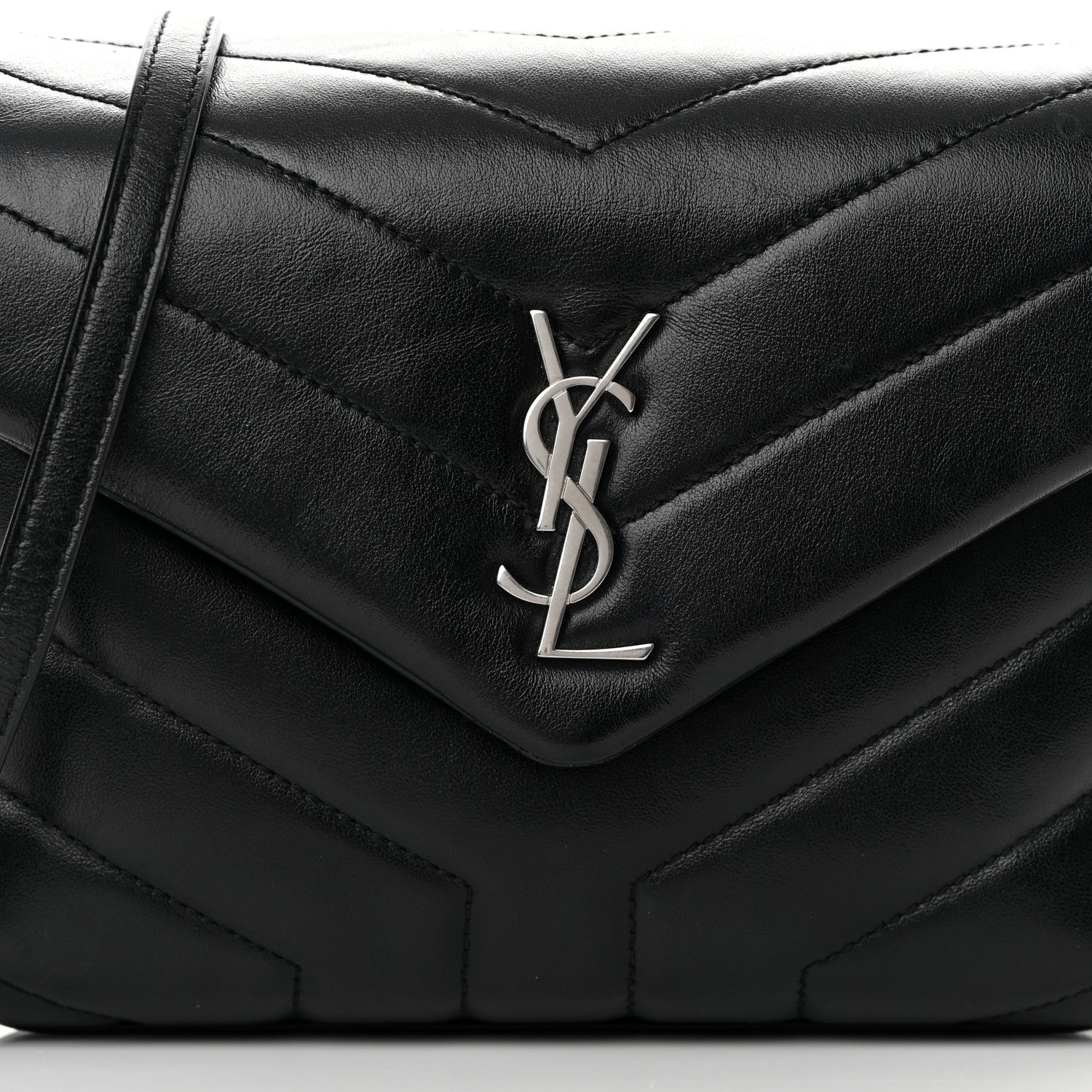 Saint Laurent Calfskin Y Quilted Monogram Toy Loulou Crossbody Bag Black 8 of 16