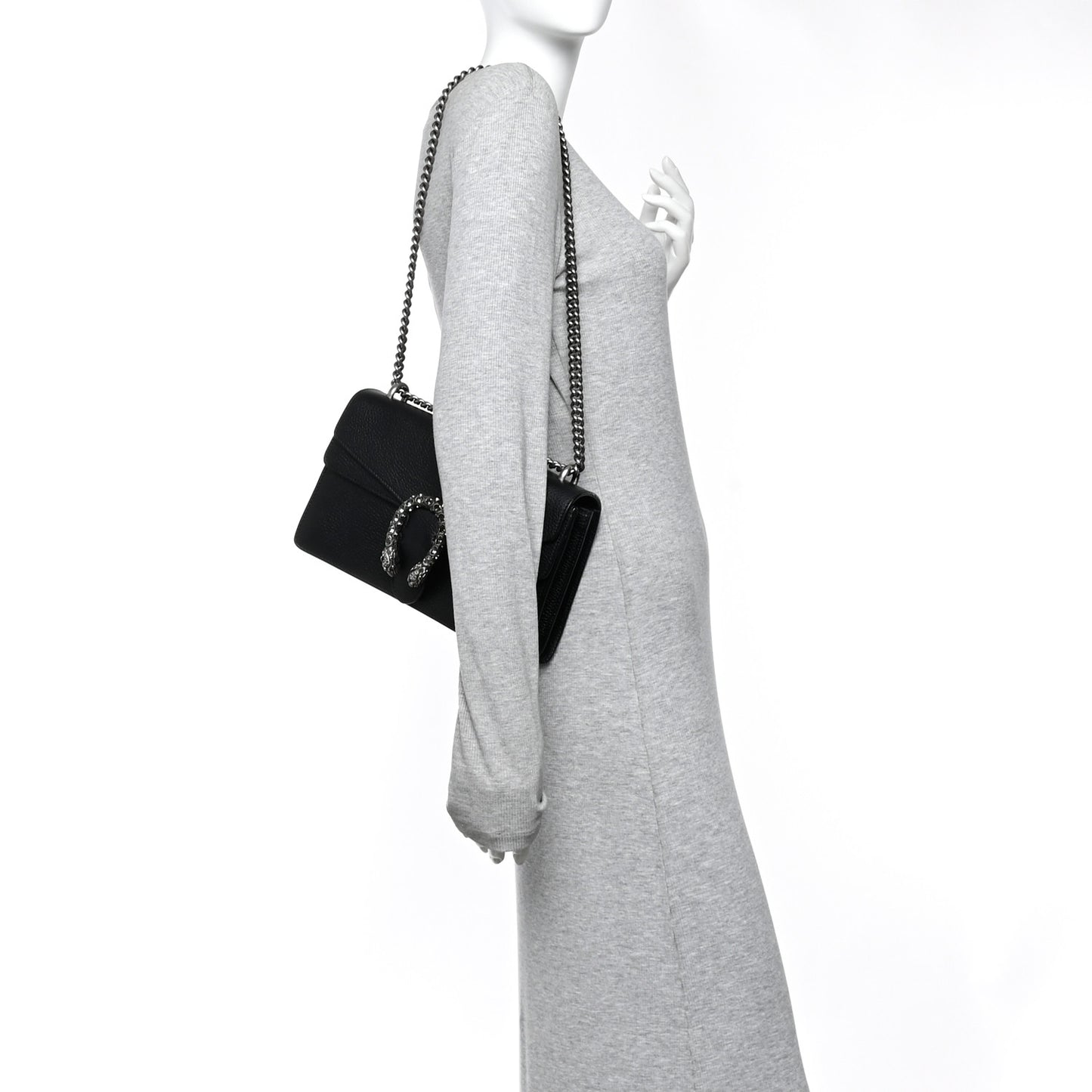 Pebbled Calfskin Small Dionysus Shoulder Bag Black