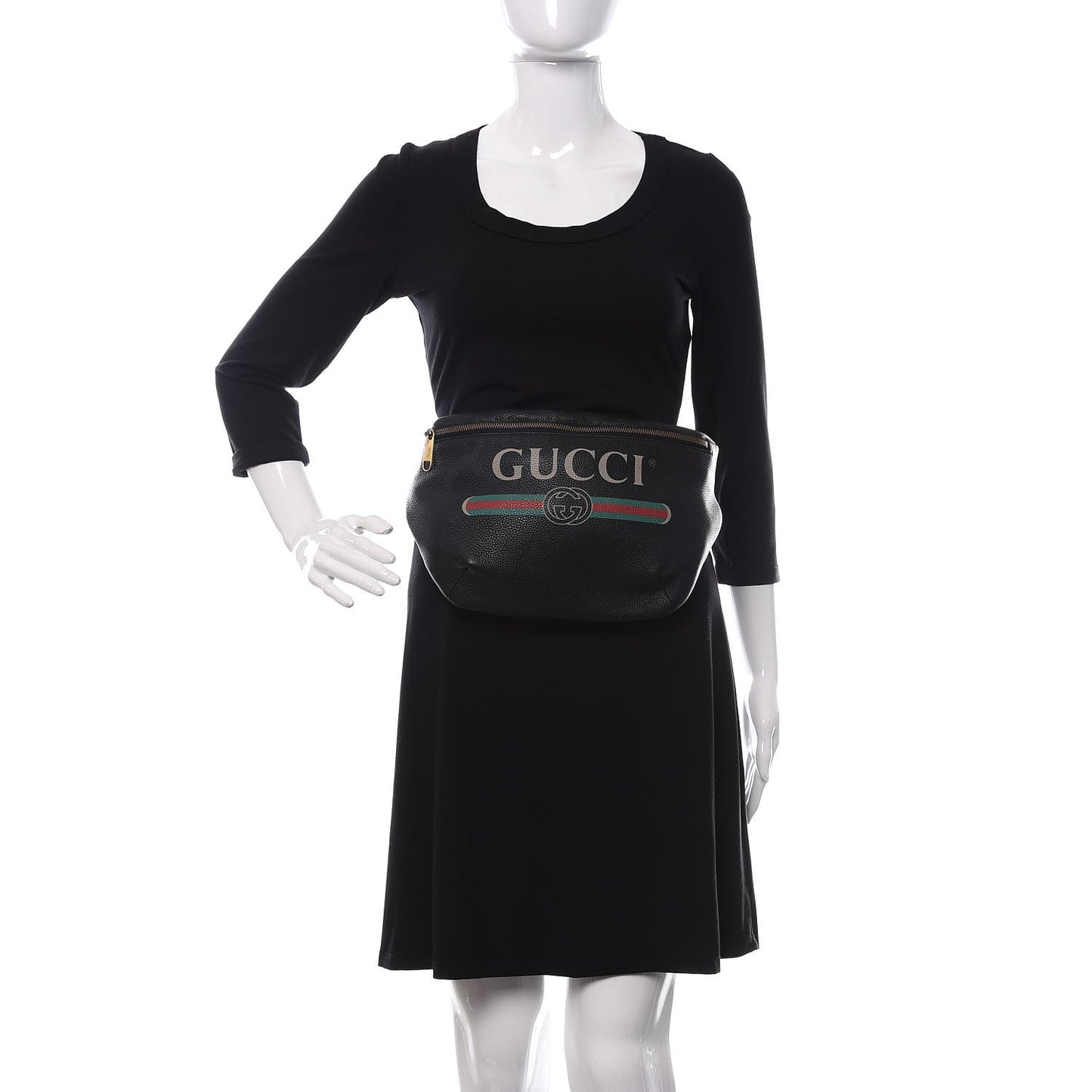 Grained Calfskin Logo Belt Bag Black