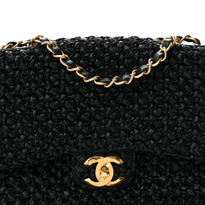 Chanel Raffia Crochet Paris Greece Medium Flap Bag Black 1 of 11