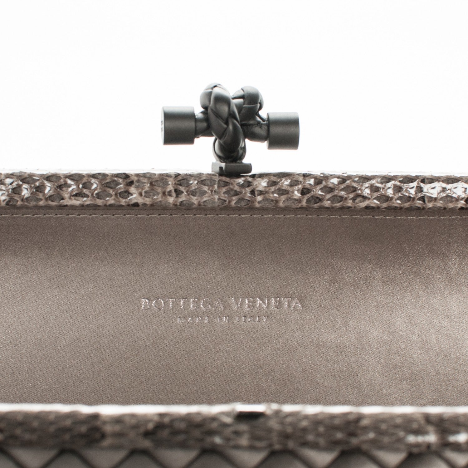 Bottega Veneta Satin Intreccio Impero Ayers Stretch Knot Clutch Grey 6 of 6