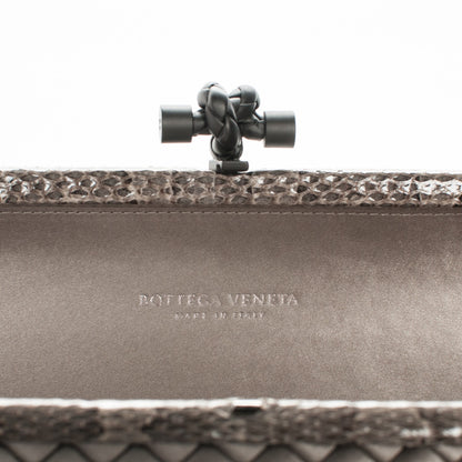 Bottega Veneta Satin Intreccio Impero Ayers Stretch Knot Clutch Grey 6 of 6