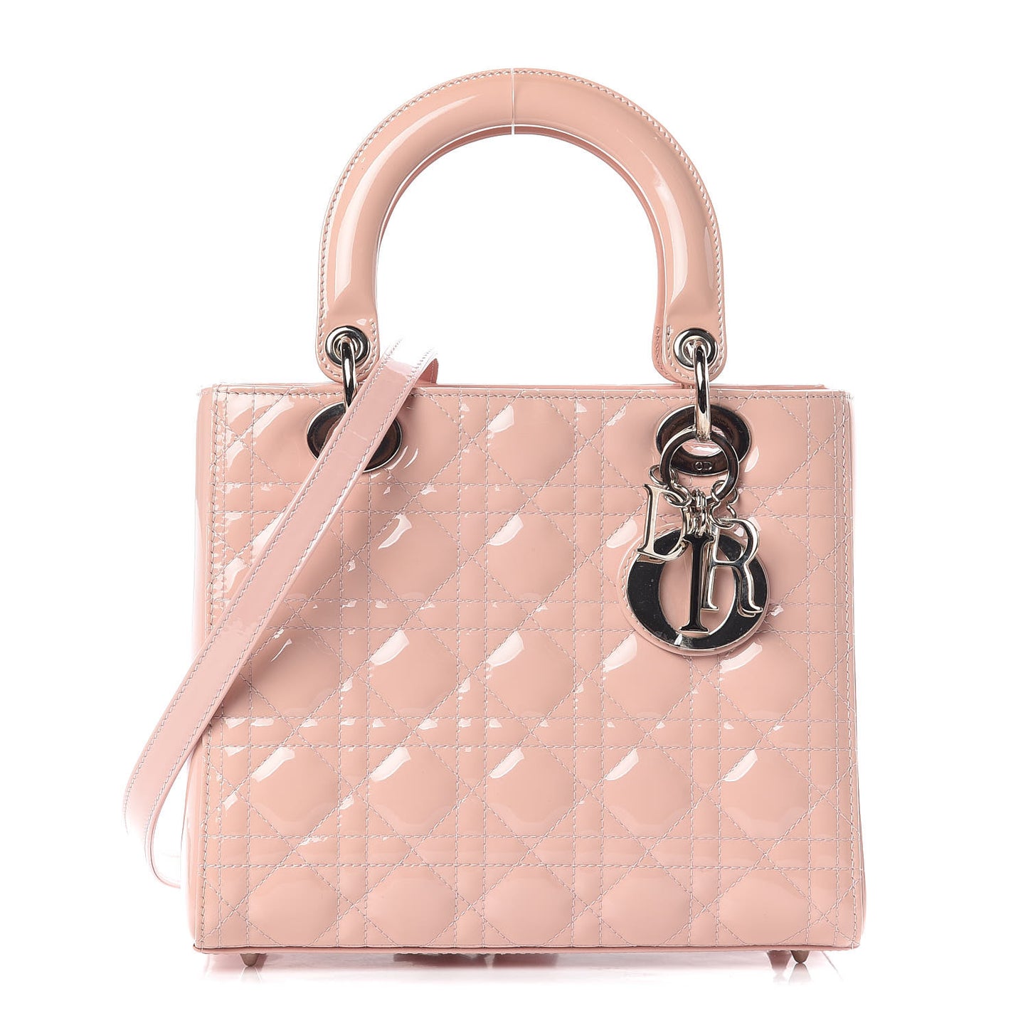 Patent Cannage Medium Lady Dior Rose Clair