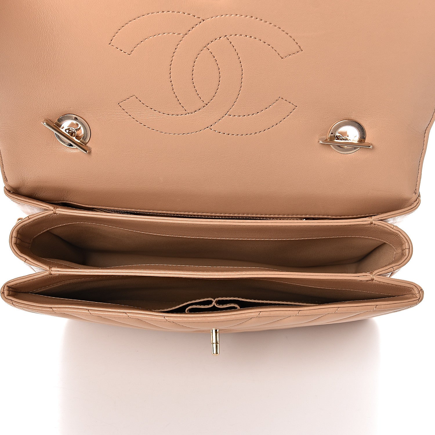 Chanel Lambskin Chevron Quilted Medium Trendy CC Dual Handle Flap Bag Beige 5 of 10