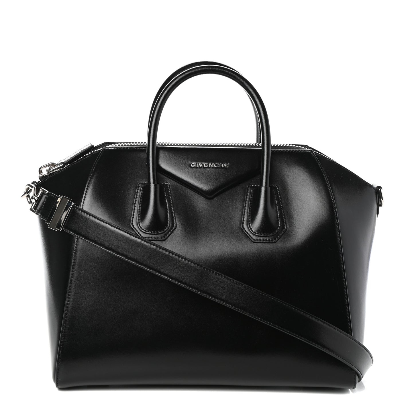Shiny Lord Calfskin Medium Antigona Black