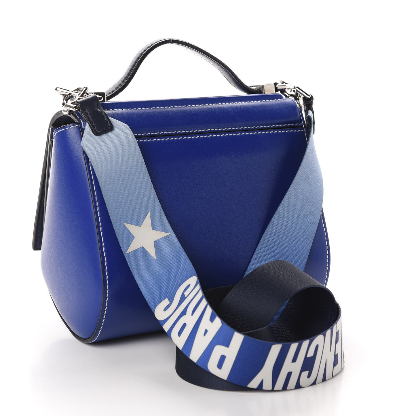 Calfskin Mini Pandora Box Logo Strap Crossbody Bag Moroccan Blue