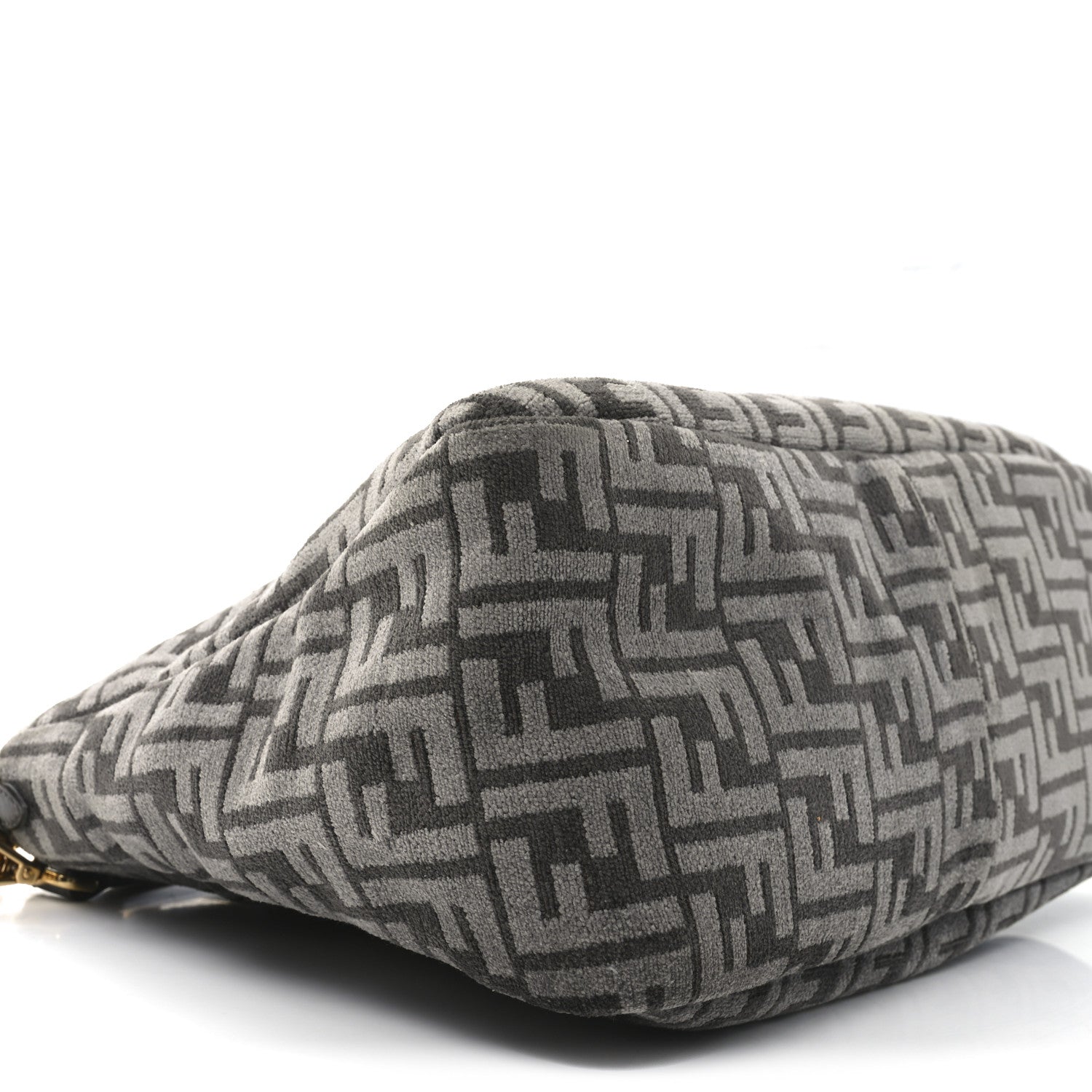 Fendi Chenille Vitello Seta Plexiglass FF Fendi O'Lock Zipper Anthracite Asfalto 9 of 10
