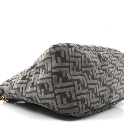 Fendi Chenille Vitello Seta Plexiglass FF Fendi O'Lock Zipper Anthracite Asfalto 9 of 10