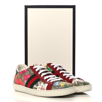 Gucci GG Supreme Monogram Flora Web Womens Ace Sneakers 39.5 Beige Multicolor Rosso 8 of 8