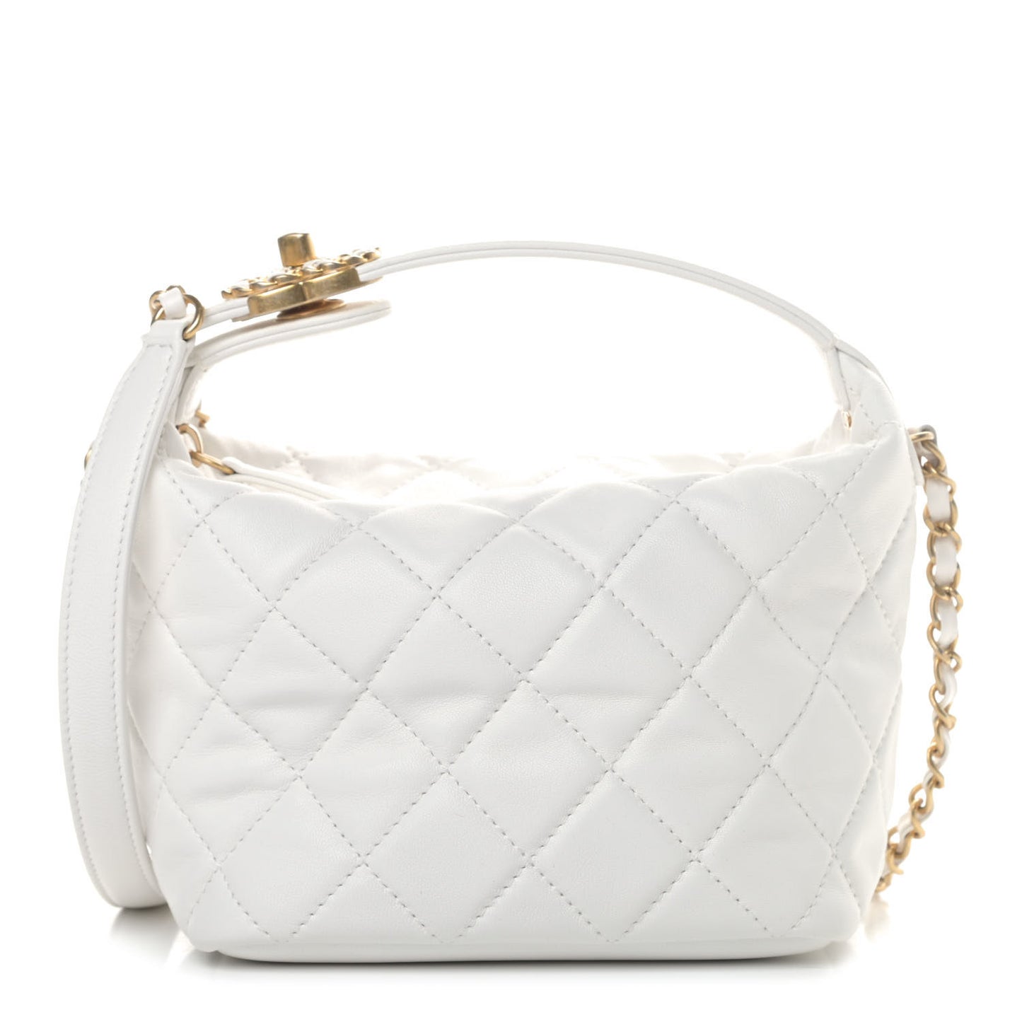 Lambskin Quilted Small Perfect Meeting Hobo White