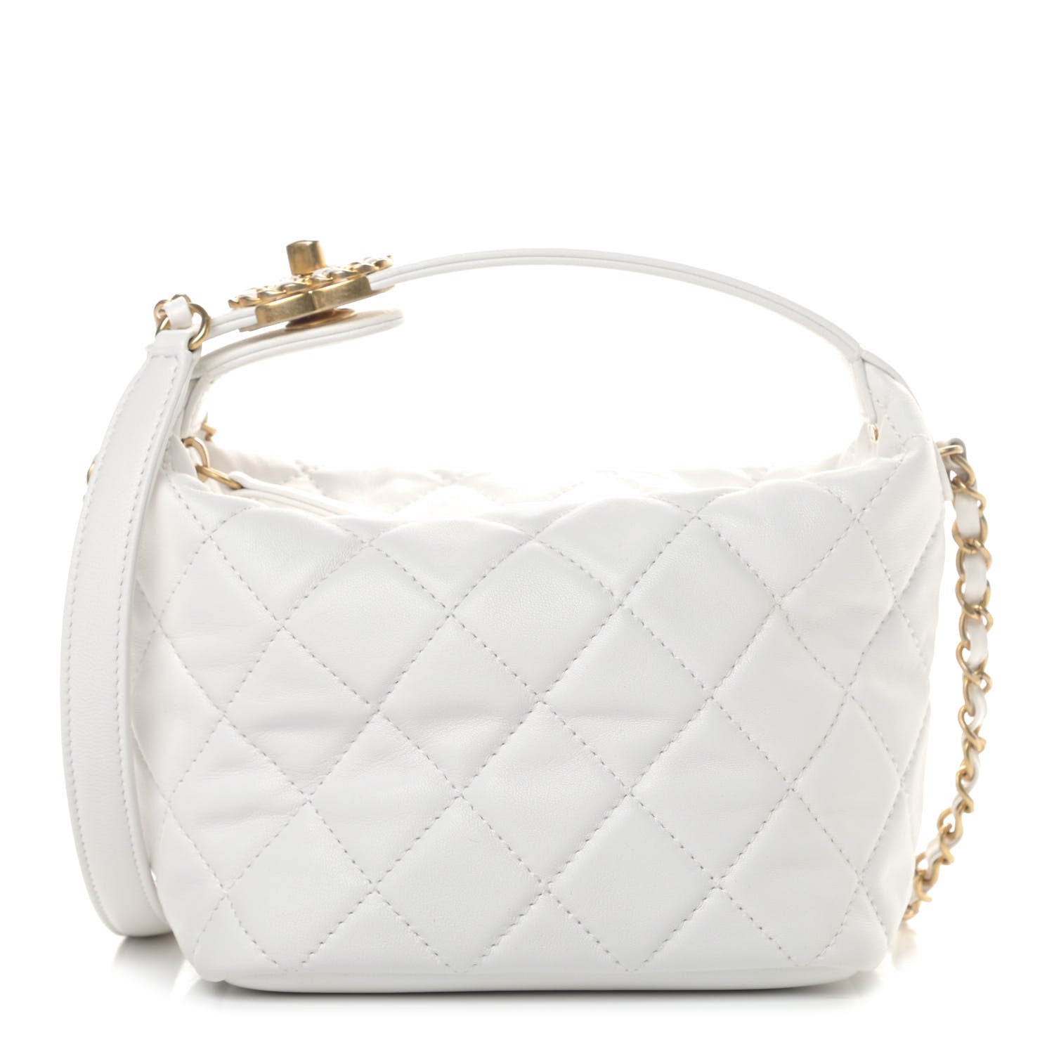 Chanel Lambskin Quilted Small Perfect Meeting Hobo White 1 of 4
