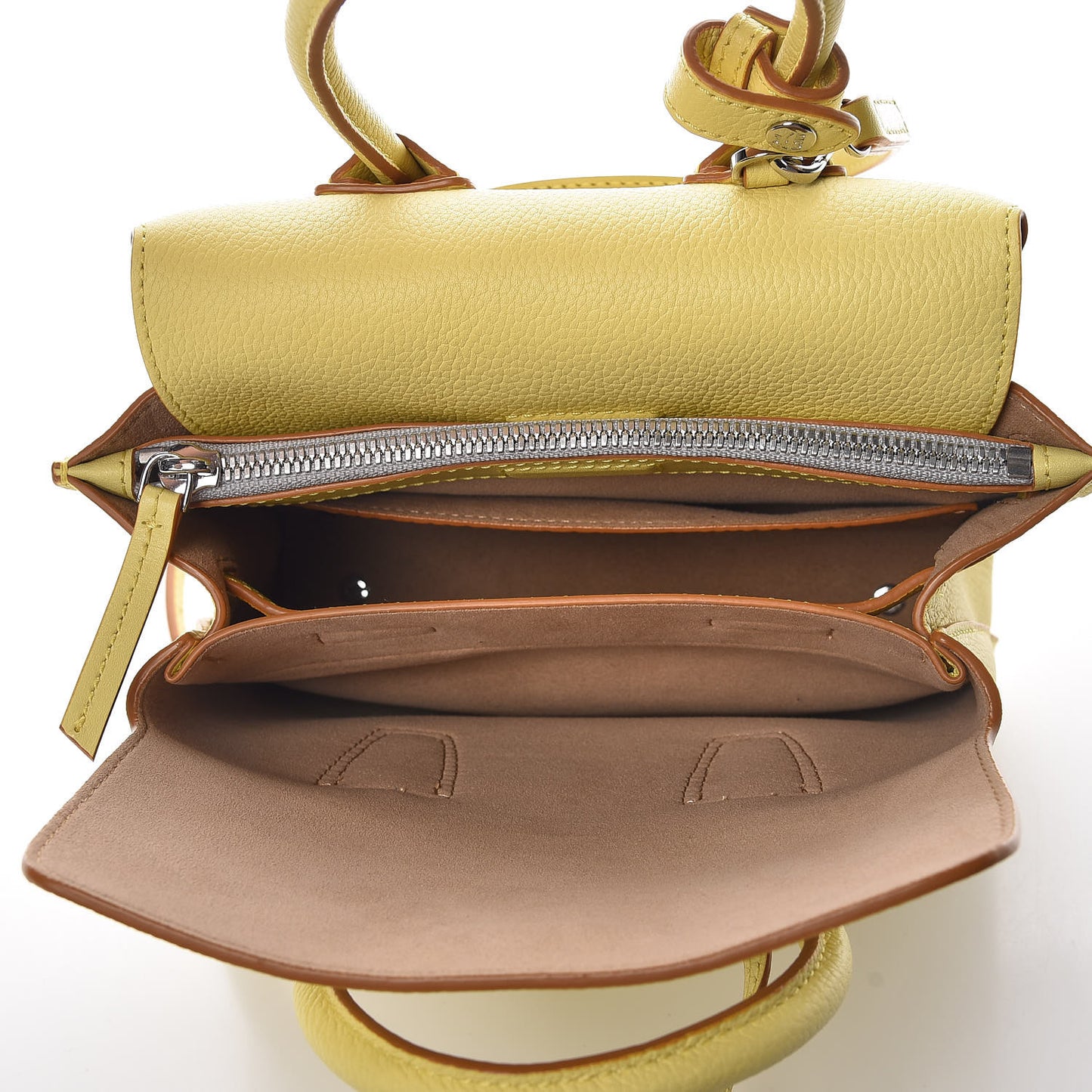 Grained Calfskin Mini Milla Tote Custard Yellow