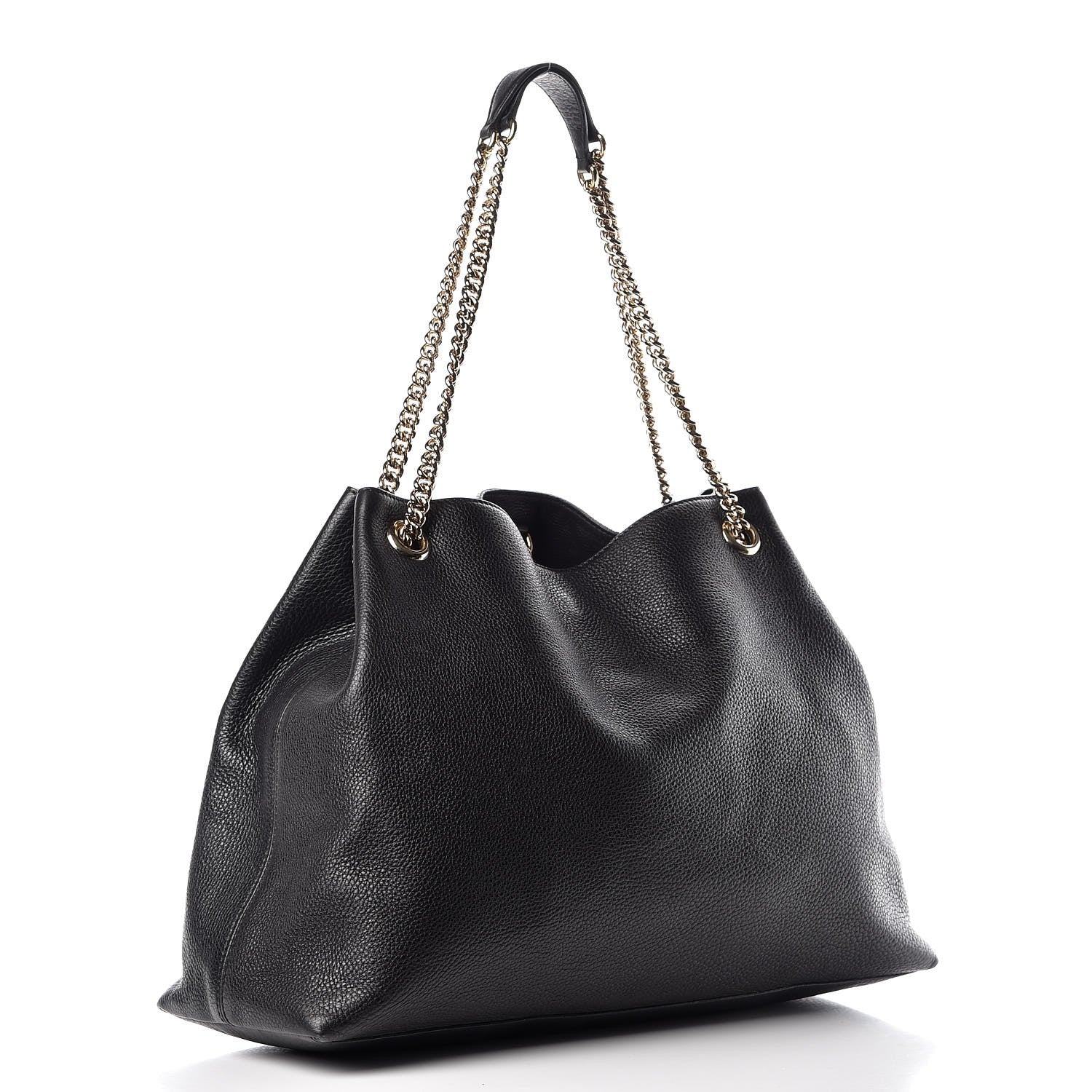 Gucci Pebbled Calfskin Medium Soho Chain Shoulder Bag Black 3 of 9