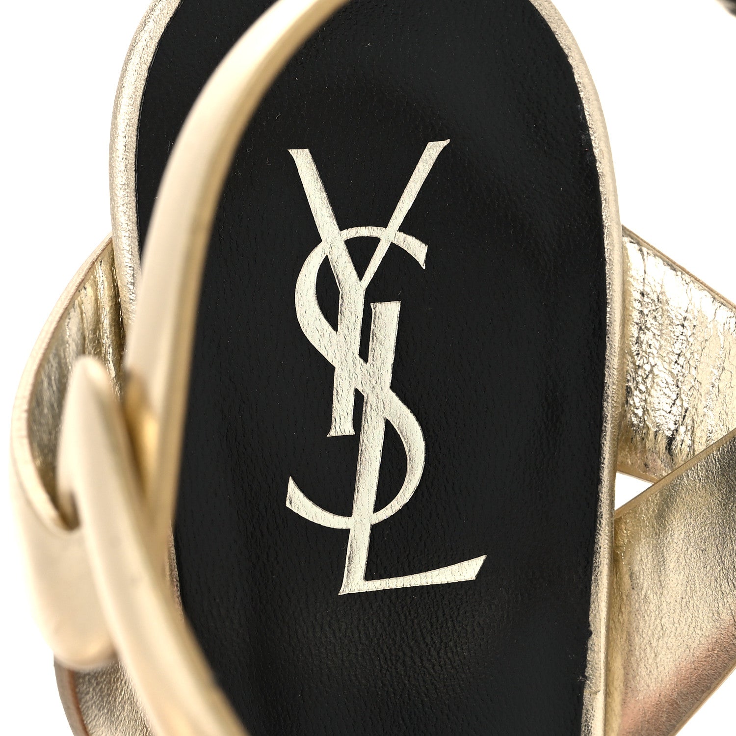 Saint Laurent Metallic Nappa Tribute 75 Platform Sandals 39.5 Platino 8 of 9