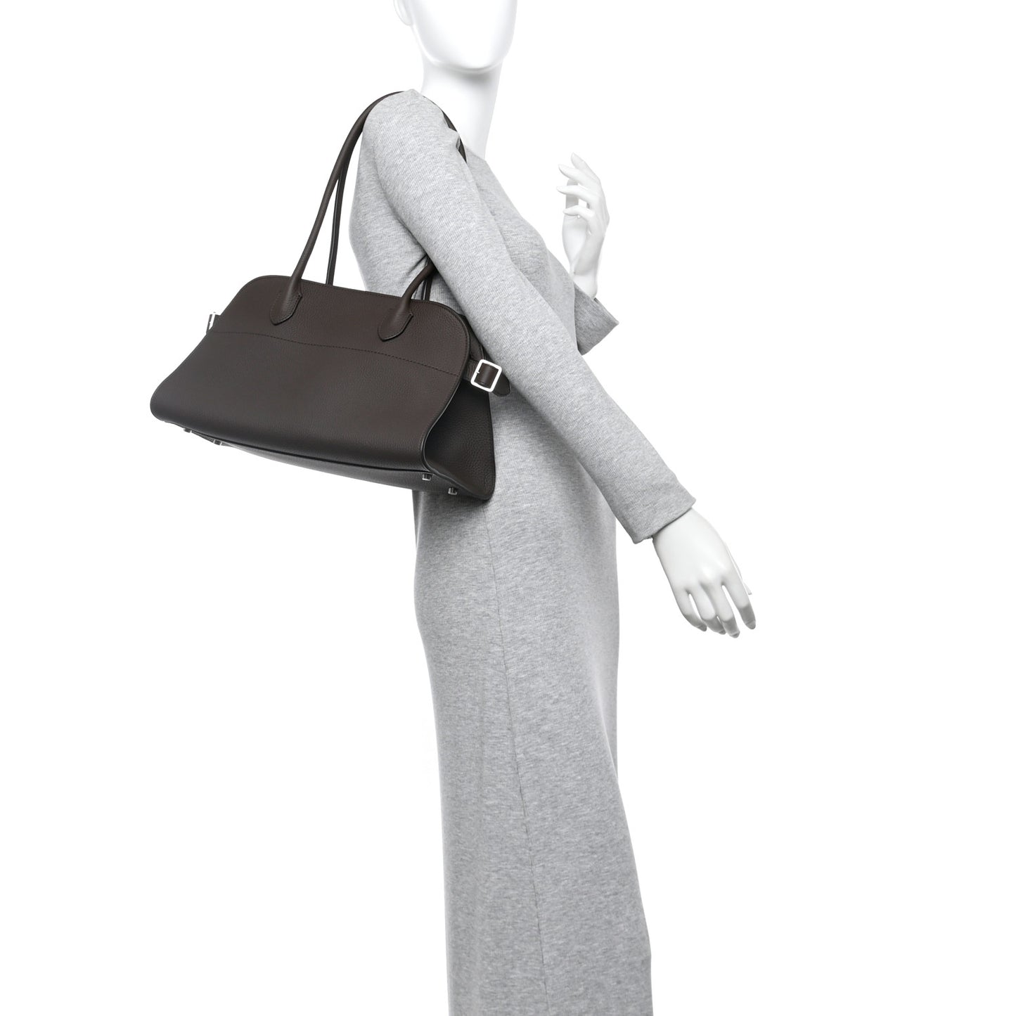 Grained Calfskin Margaux Shoulder 12 Deep Brown