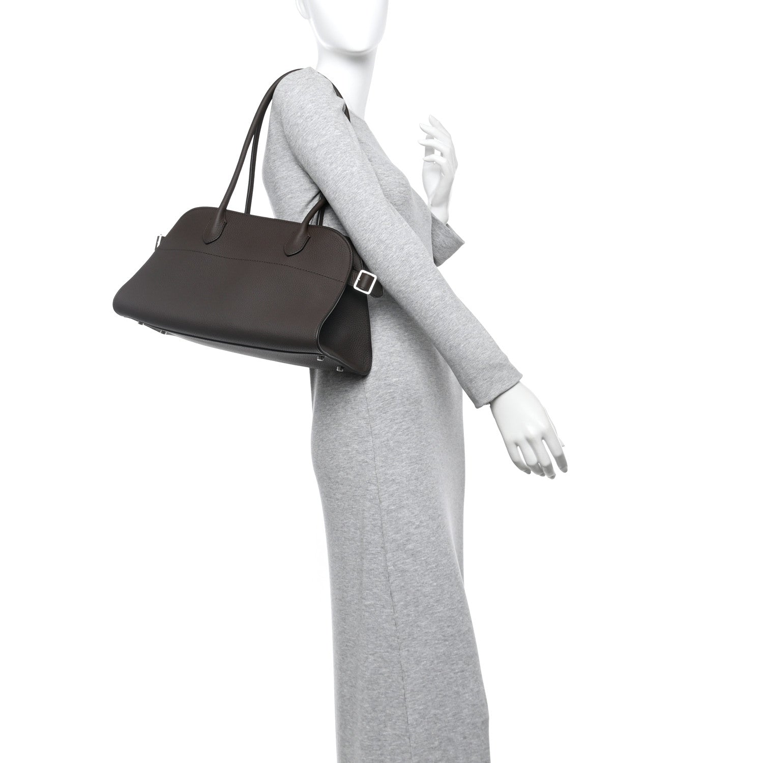 The Row Grained Calfskin Margaux Shoulder 12 Deep Brown 2 of 9