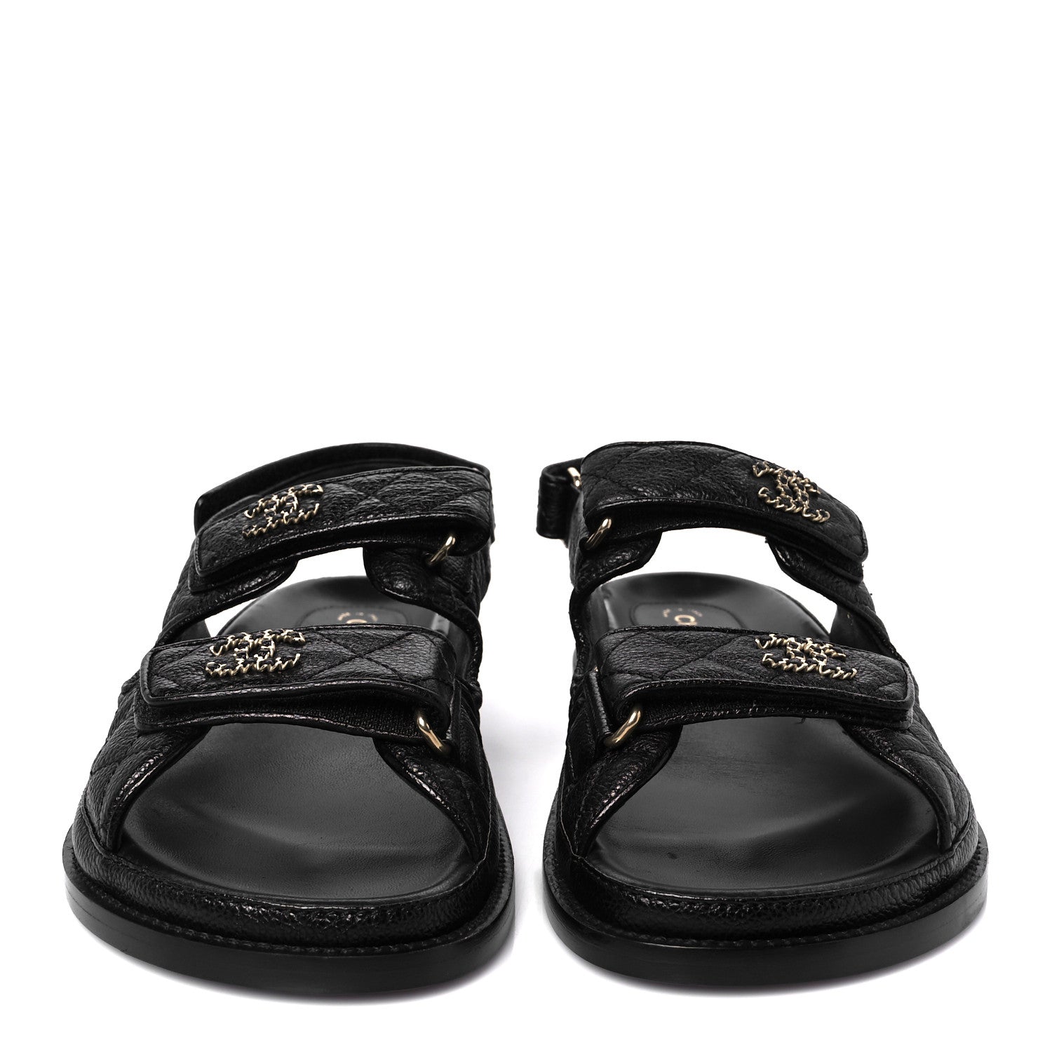 Chanel Grained Calfskin Velcro Dad Sandals 39 Black 3 of 10