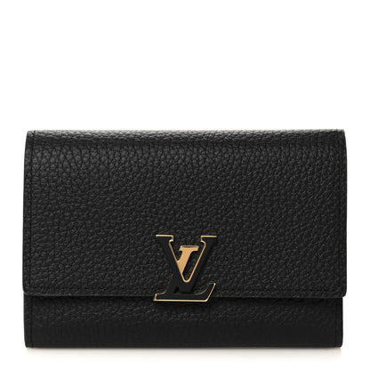 Louis Vuitton Taurillon Capucines Compact Wallet Black 1 of 8