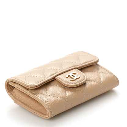 Chanel Caviar Quilted Flap Card Holder Wallet Beige 4 of 9