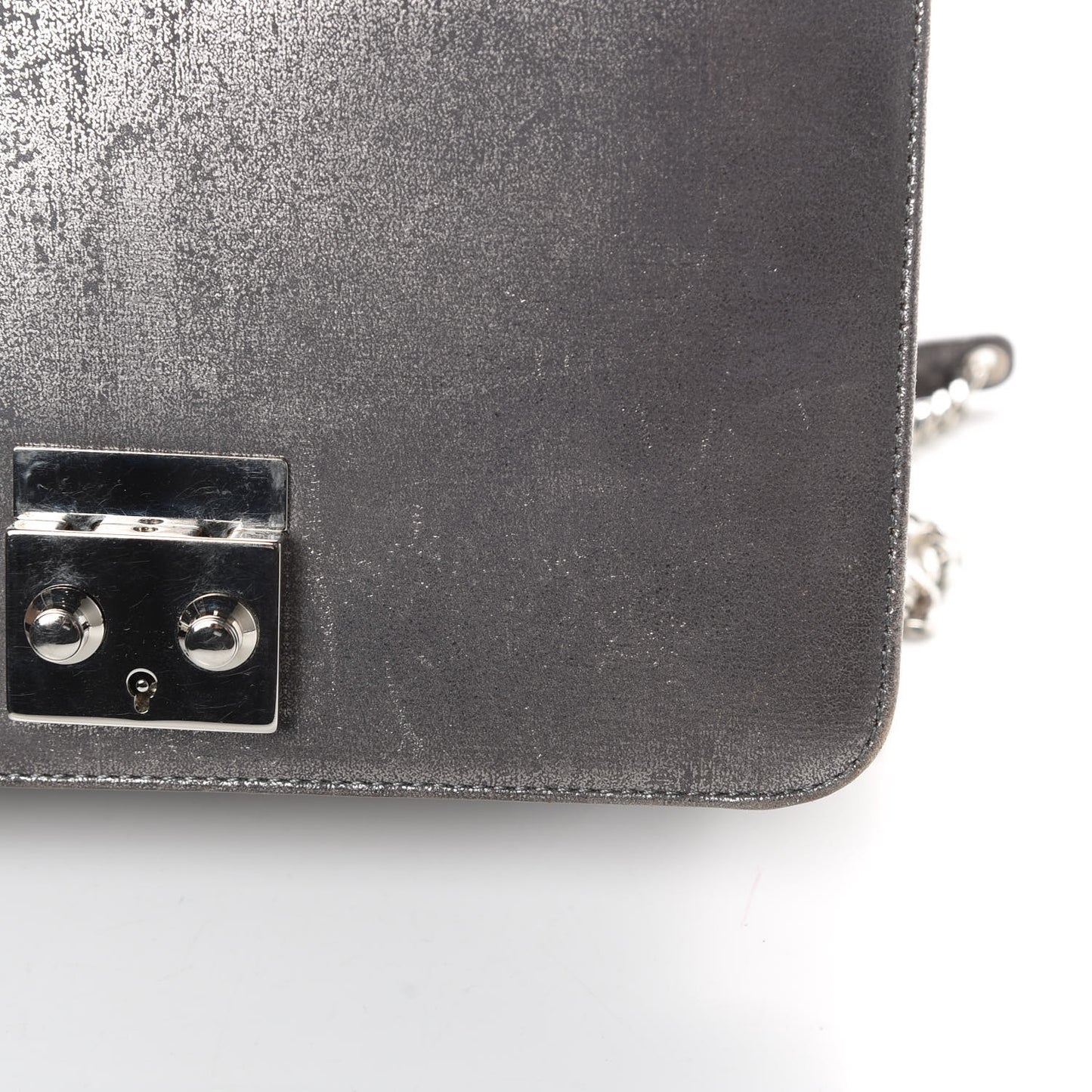 Metallic Brushed Calfskin Miss Dior Promenade Pouch Gunmetal