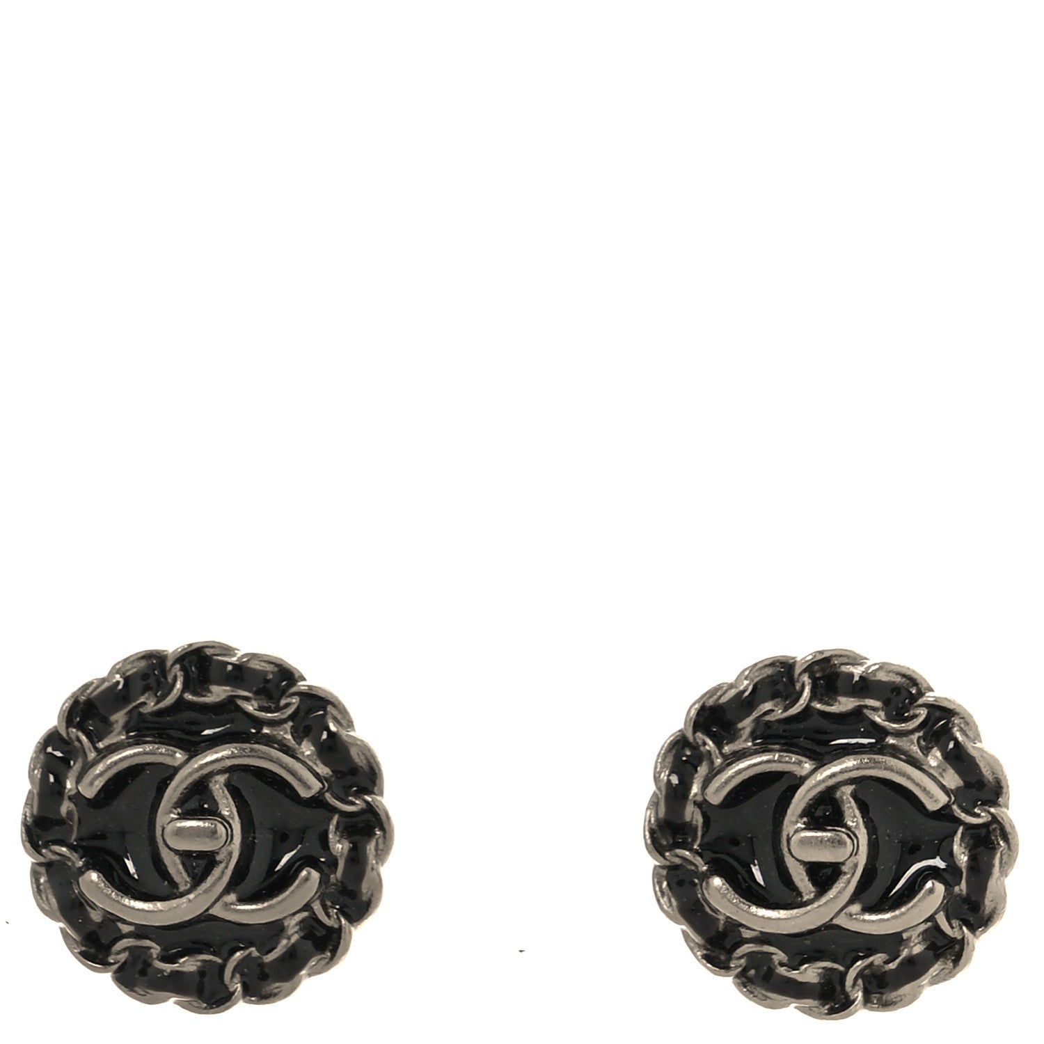 Chanel CC Chain Round Earrings Ruthenium Black Ruthenium Black 1 of 5