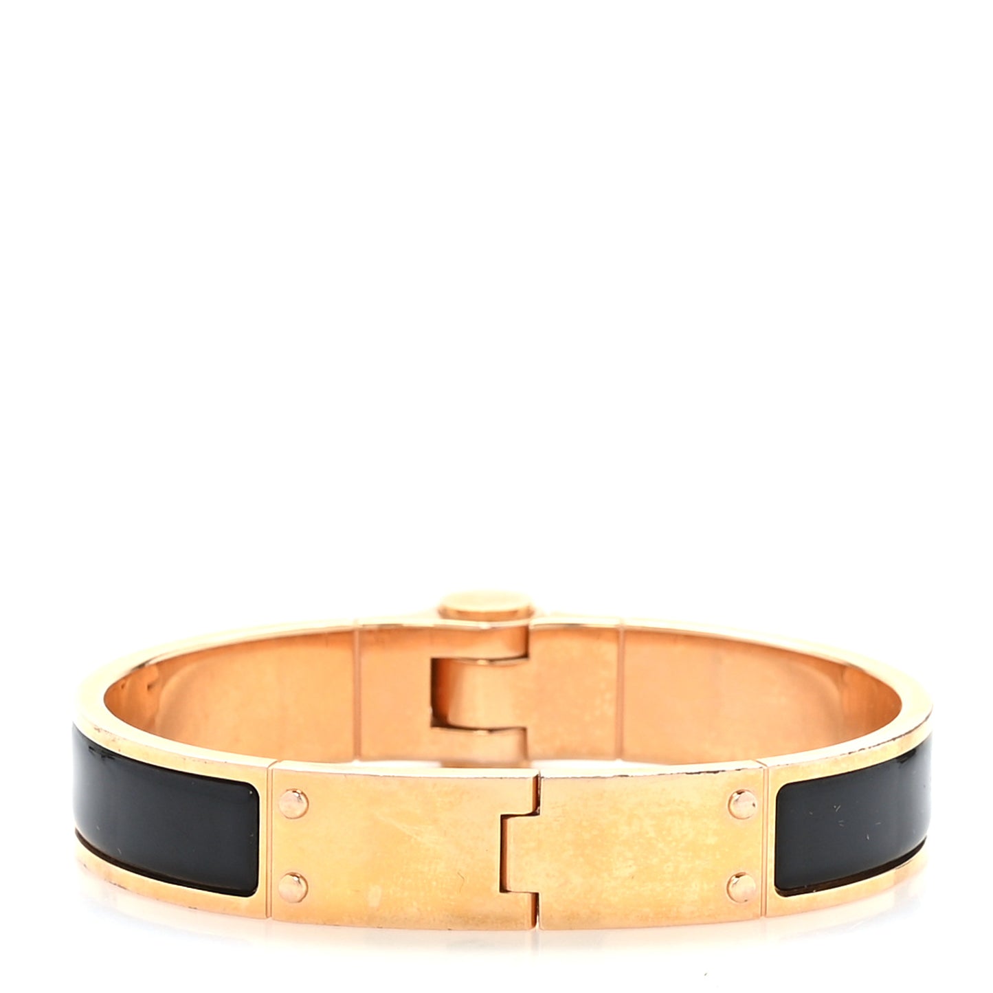 Enamel Charniere Uni Narrow Hinged Bracelet S Black