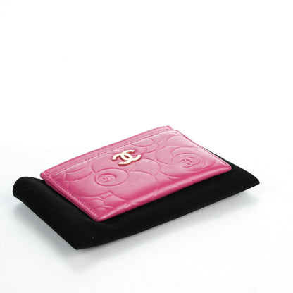 Chanel Lambskin Camellia Embossed Card Holder Fuchsia 4 of 8