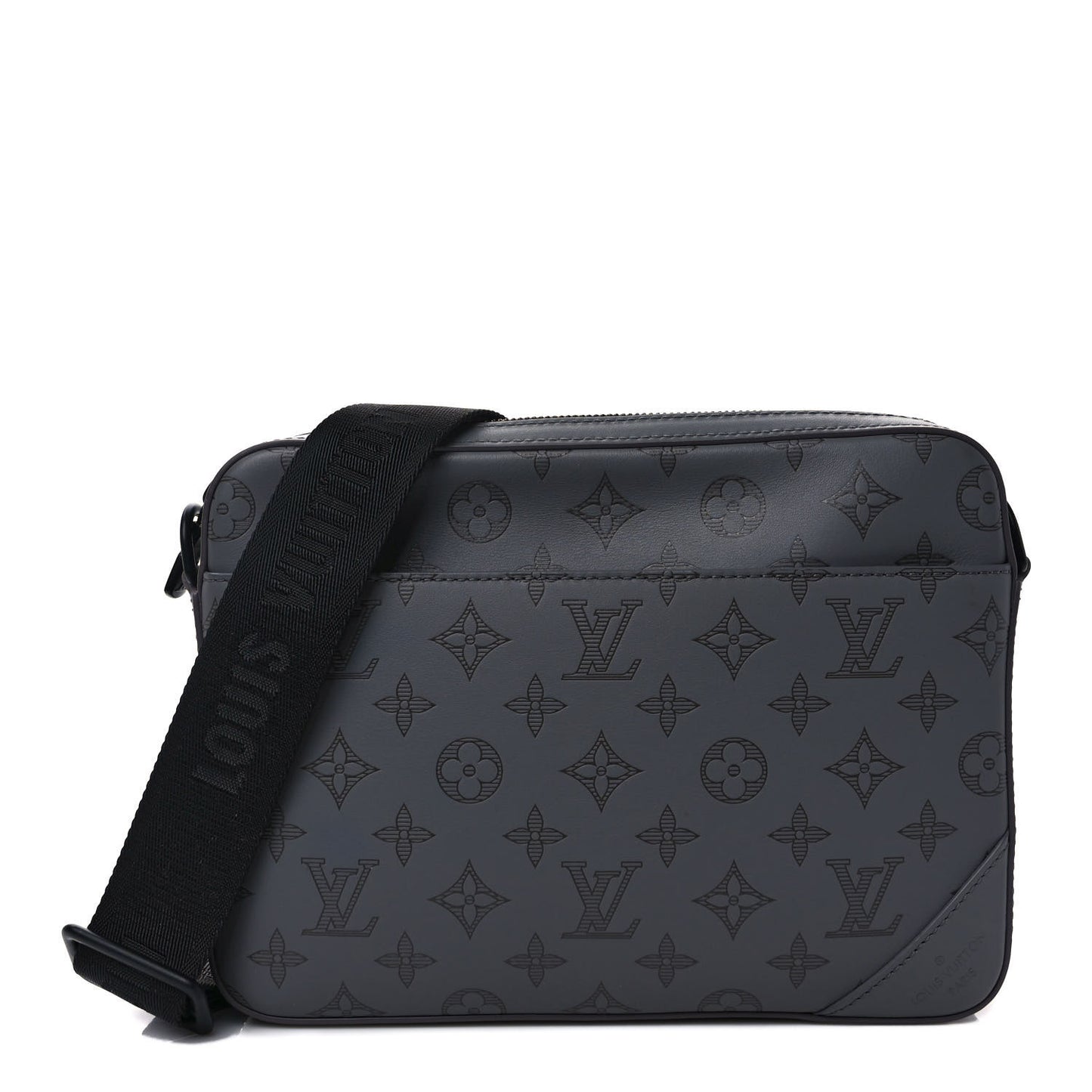 Calfskin Monogram Shadow Duo Messenger Anthracite Gray