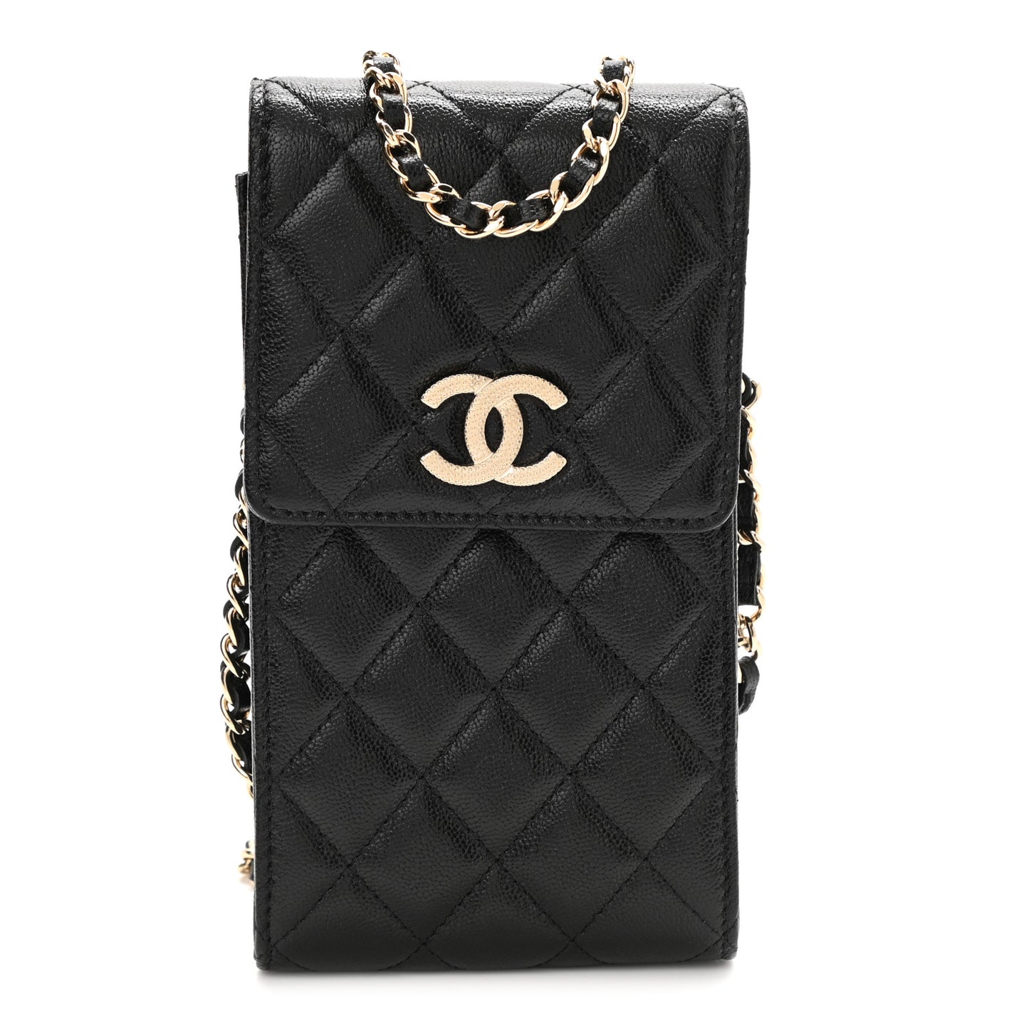 Caviar Quilted Classic Phone Holder Black