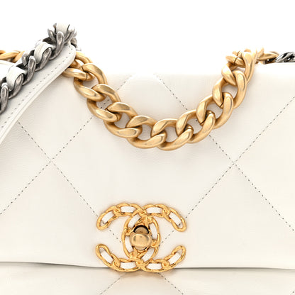 Chanel Goatskin Quilted Medium Chanel 19 Flap White 8 of 12