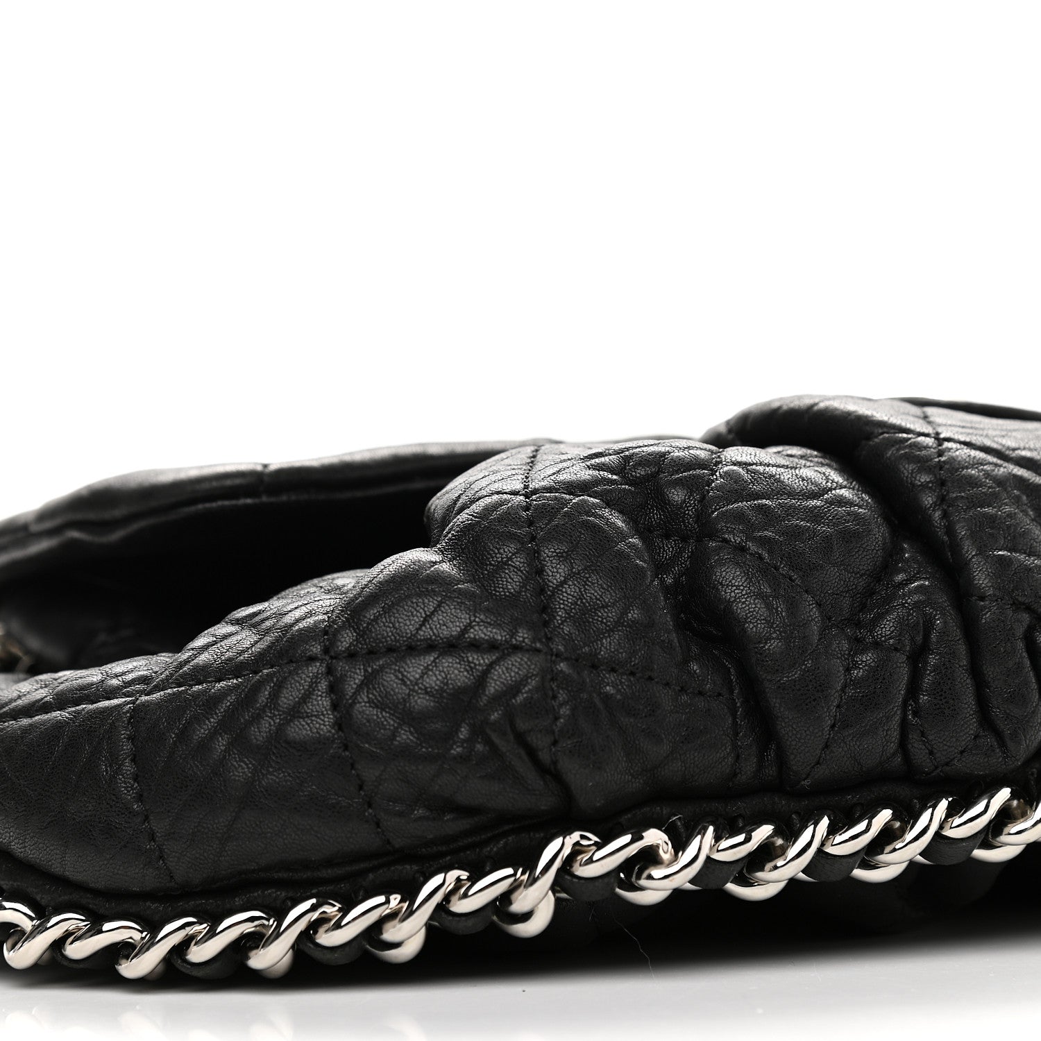 Chanel Washed Lambskin Quilted Medium Chain Around Messenger Black 8 of 9