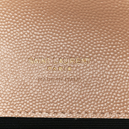 Saint Laurent Grain De Poudre Matelasse Chevron Monogram Envelope Clutch Dark Beige 6 of 11