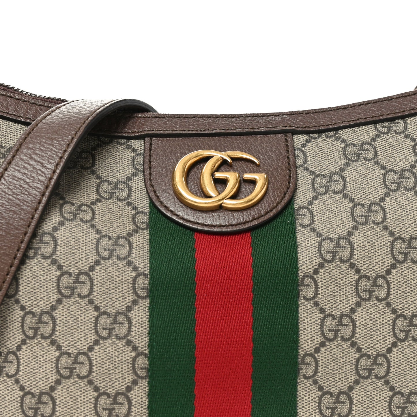 GG Supreme Monogram Web Small Ophidia Half Moon Hobo Brown