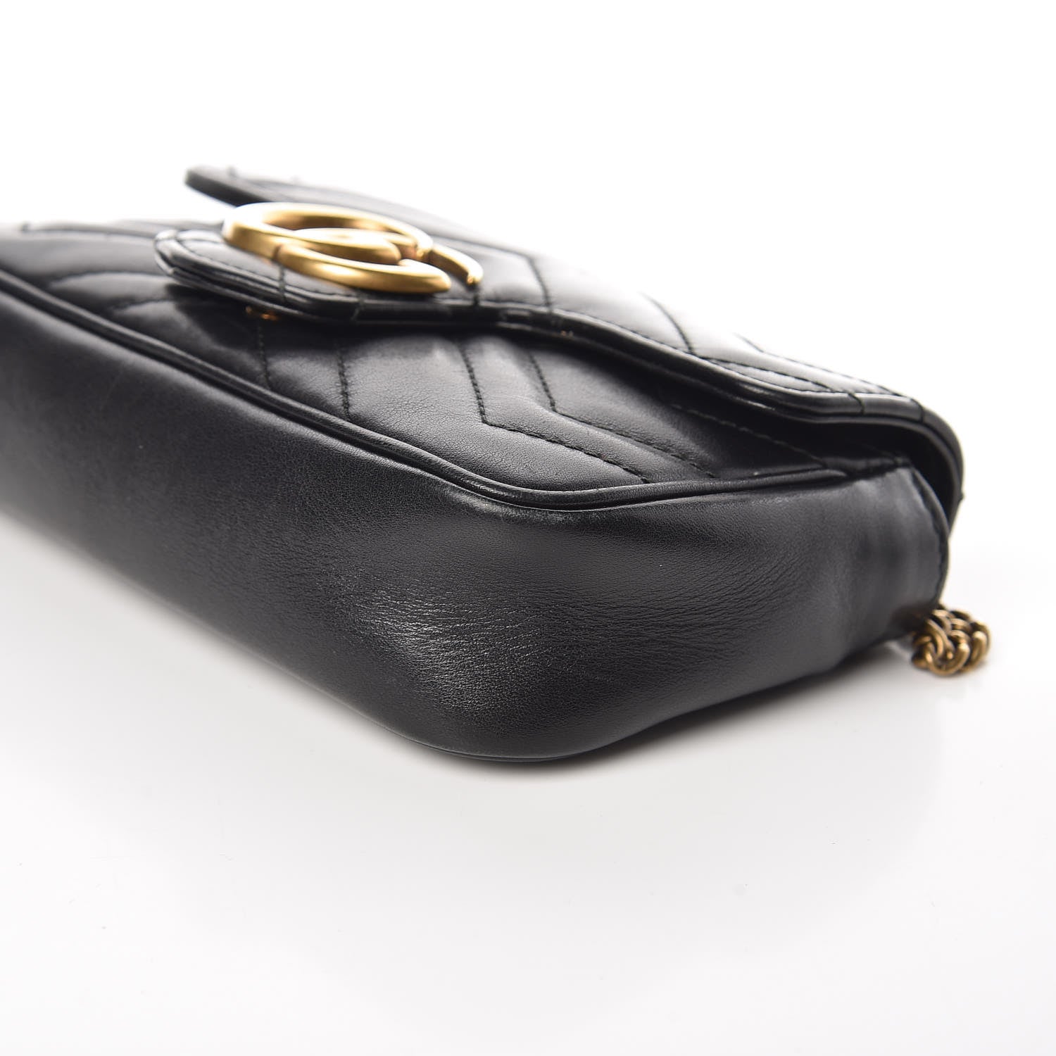 Gucci Calfskin Matelasse Super Mini GG Marmont Shoulder Bag Black 11 of 13