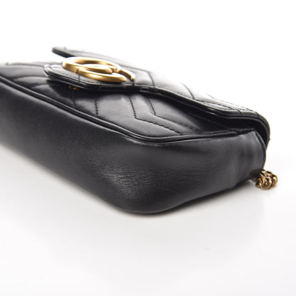 Gucci Calfskin Matelasse Super Mini GG Marmont Shoulder Bag Black 11 of 13