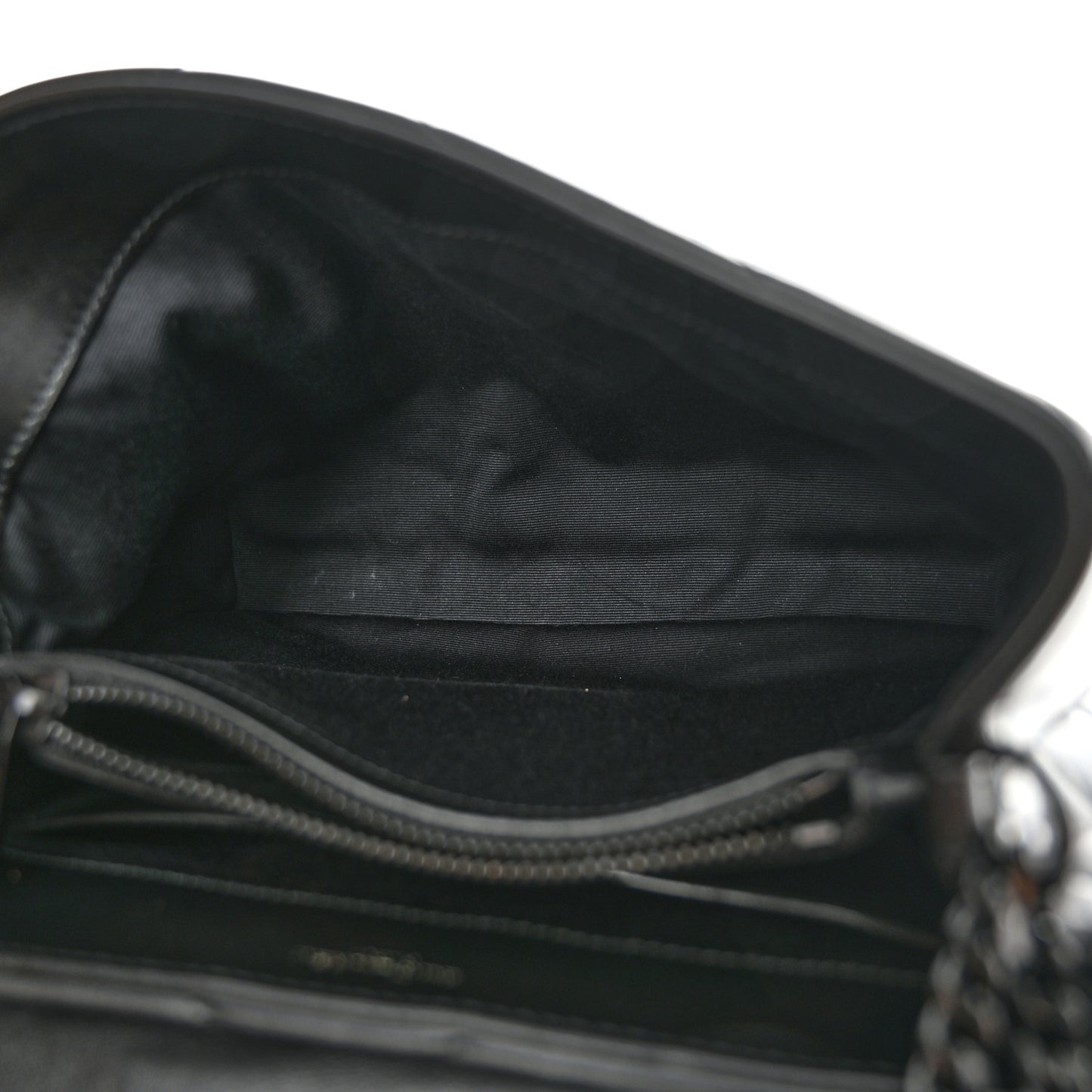 Calfskin Y Quilted Monogram Monochrome Small Loulou Chain Satchel Black