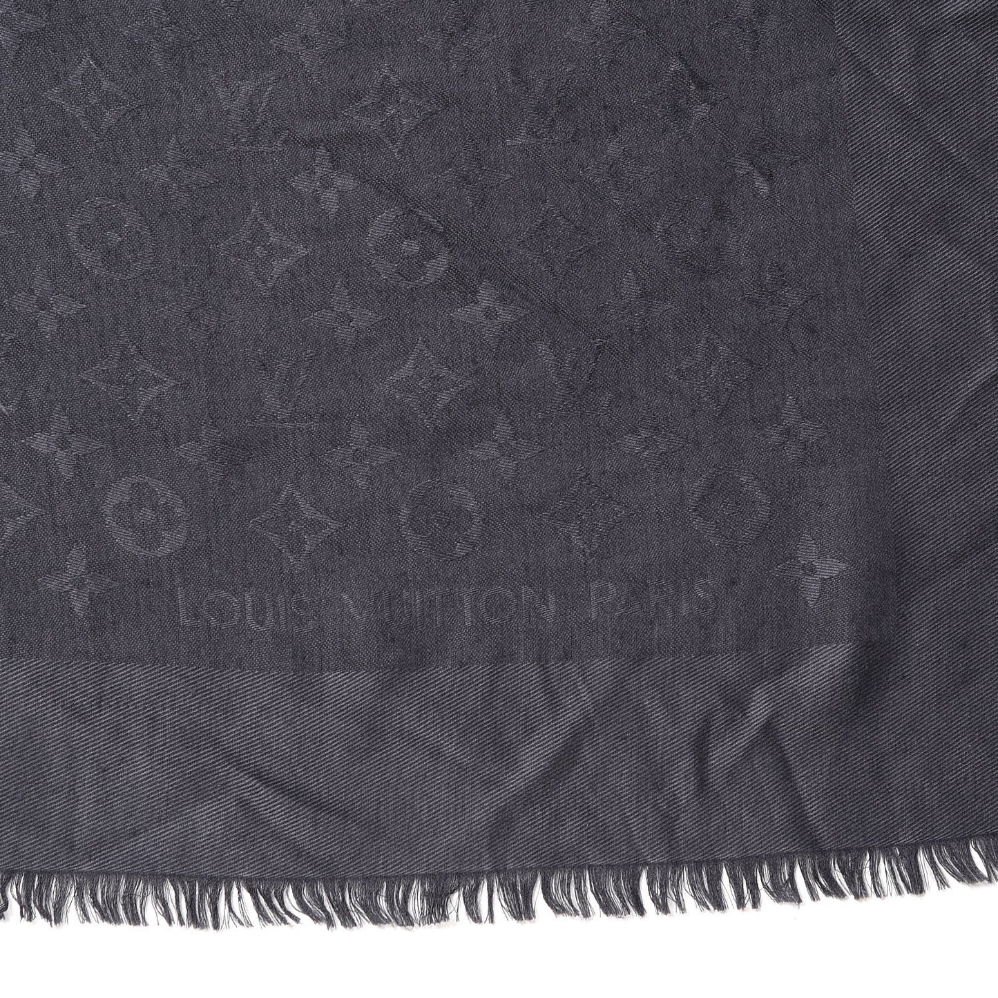 Wool Silk Monogram Shawl Anthracite