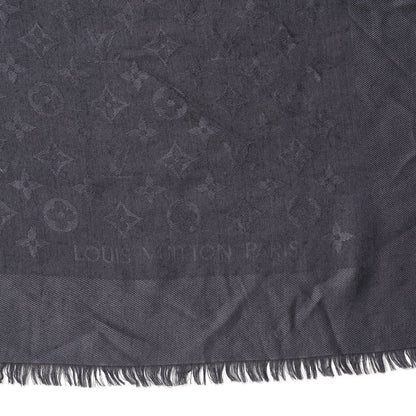 Louis Vuitton Wool Silk Monogram Shawl Anthracite 3 of 5