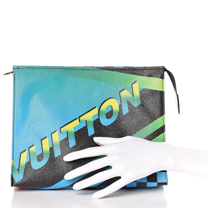 Louis Vuitton Damier Race Toiletry Pouch 26 Blue Vert 2 of 9