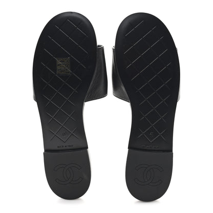 Chanel Lambskin Quilted CC Turnlock Sandals 41 Black 6 of 9