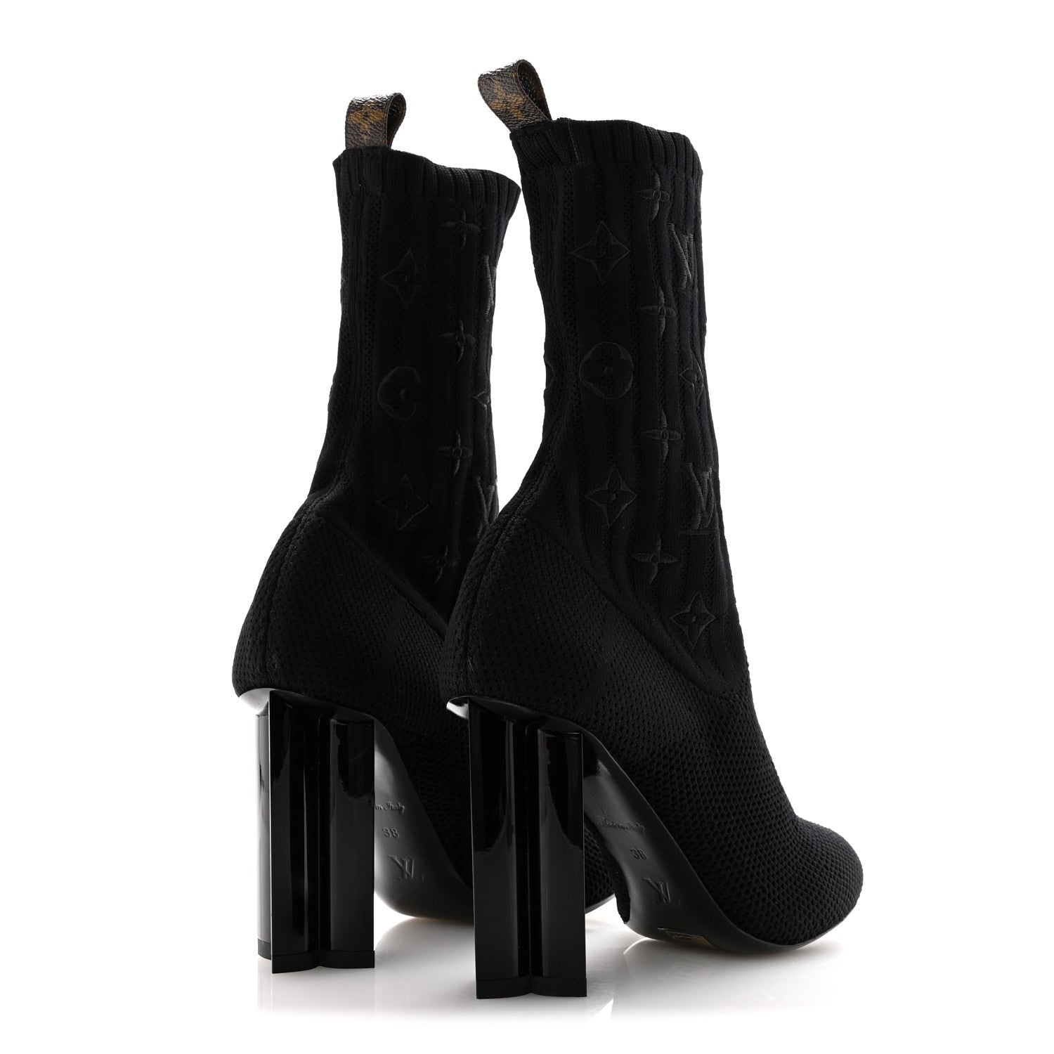 Louis Vuitton Monogram Stretch Fabric Silhouette Ankle Boots 38