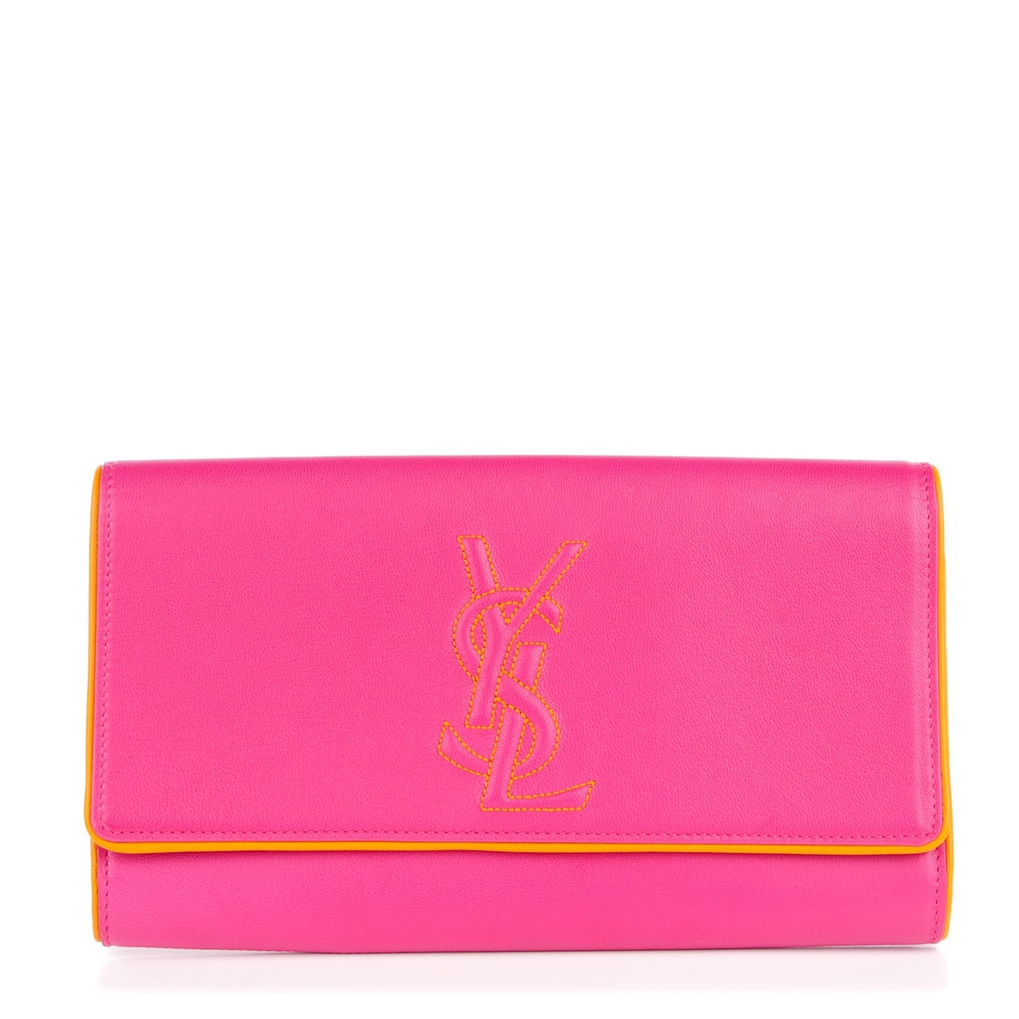 Goatskin Colorblock Belle De Jour Clutch Fuchsia
