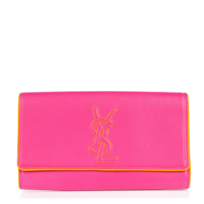 Saint Laurent Goatskin Colorblock Belle De Jour Clutch Fuchsia 1 of 7