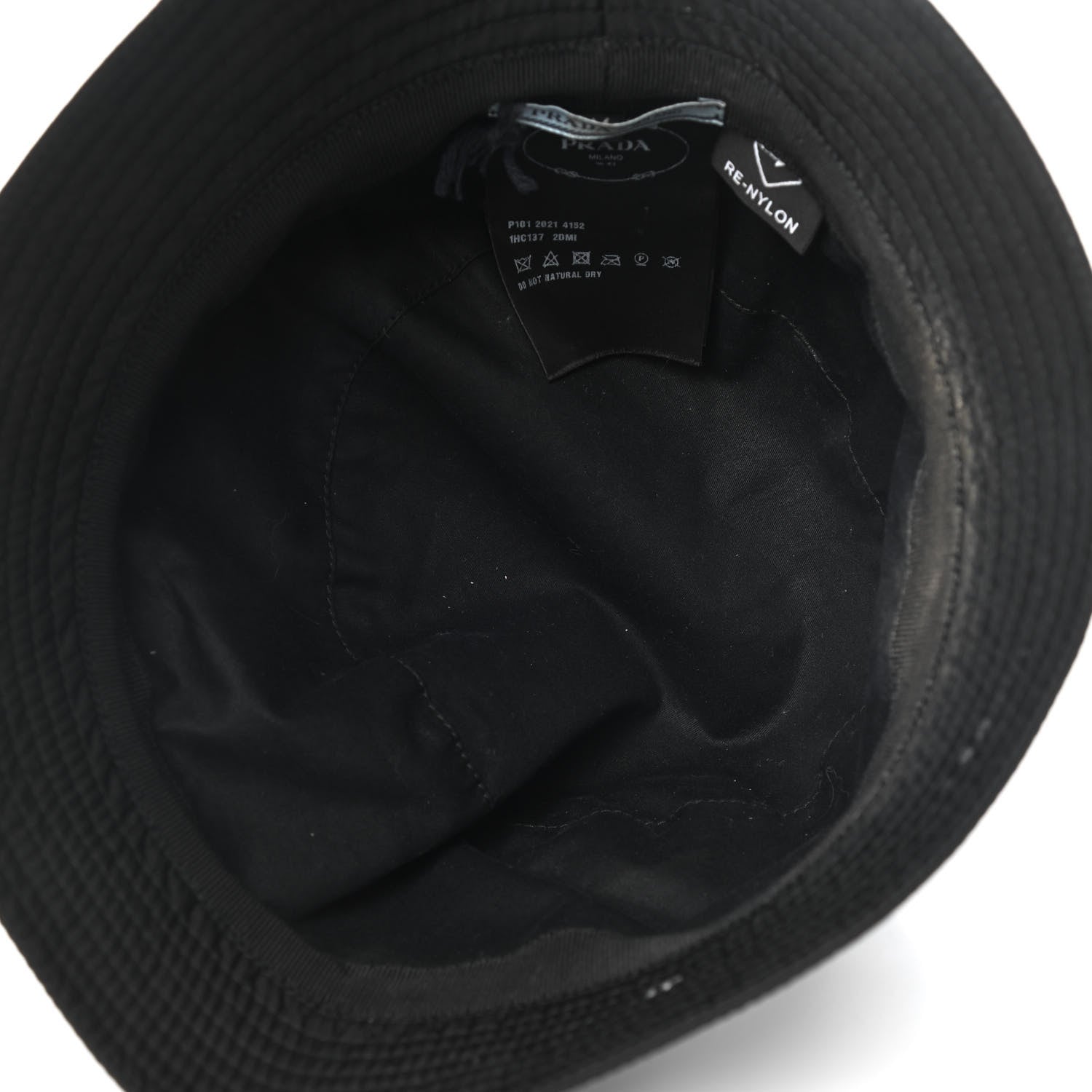 Prada Re-Nylon Metal Triangle Logo Womens Bucket Hat M Black 5 of 9