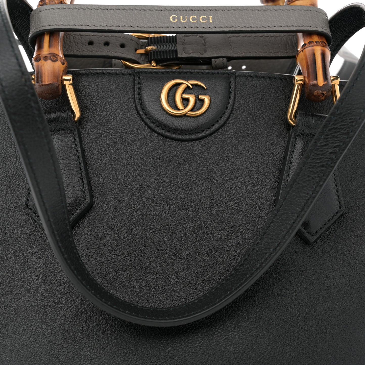 Calfskin Medium Diana Round Tote Bag Black Grey