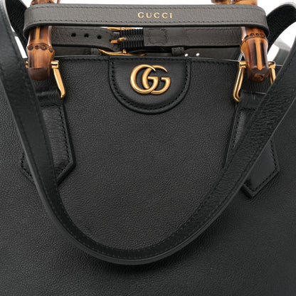 Gucci Calfskin Medium Diana Round Tote Bag Black Grey 8 of 12